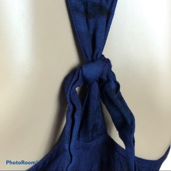 HURLEY Blue Deep V-Neck Hook & Eye Closure Halter Maxi Dress | Size M - Picture 4 of 11
